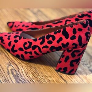 TopShop Red and Black Animal Print Heels